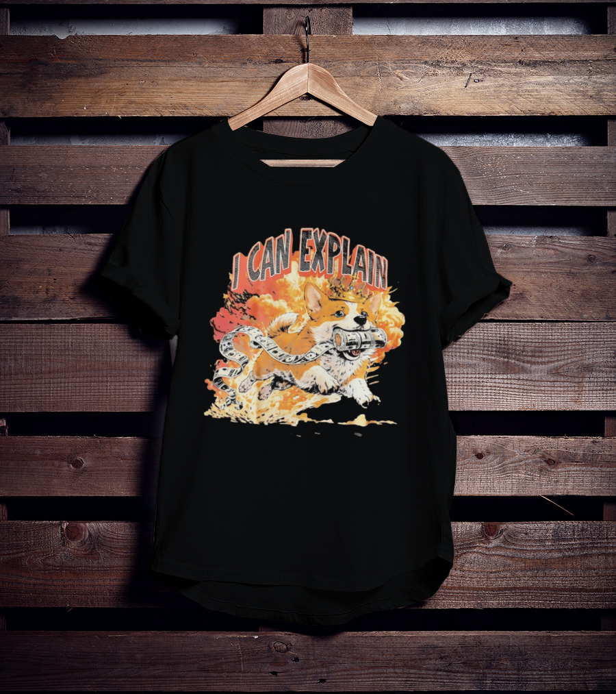 Corgi I Can Explain Crown Money Explosion T-Shirt