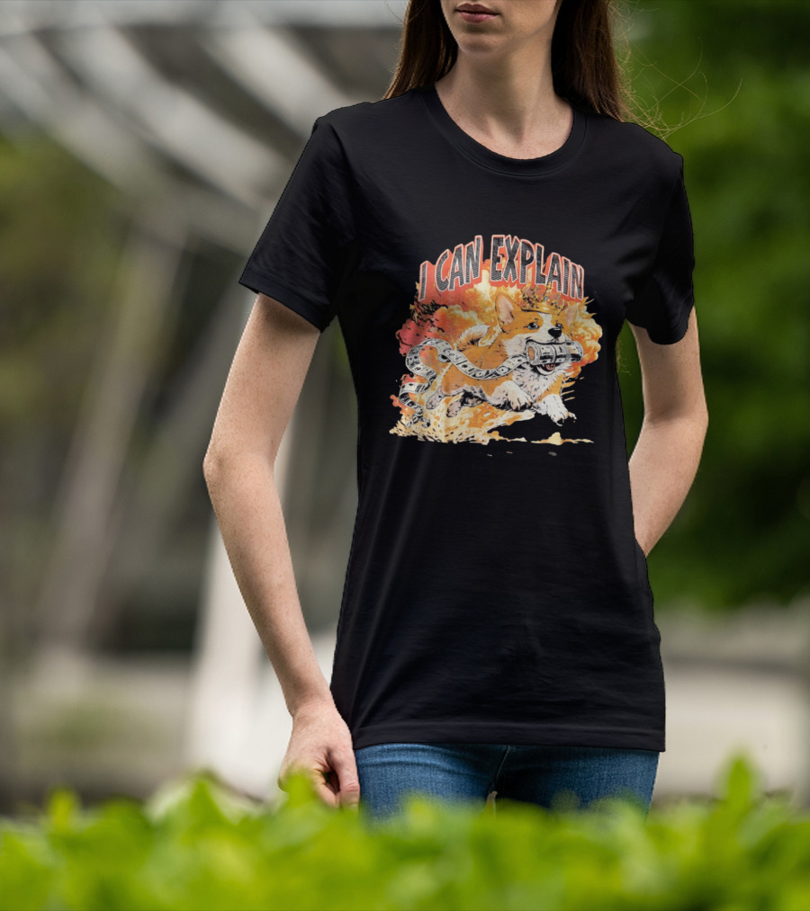 Corgi I Can Explain Crown Money Explosion T-Shirt