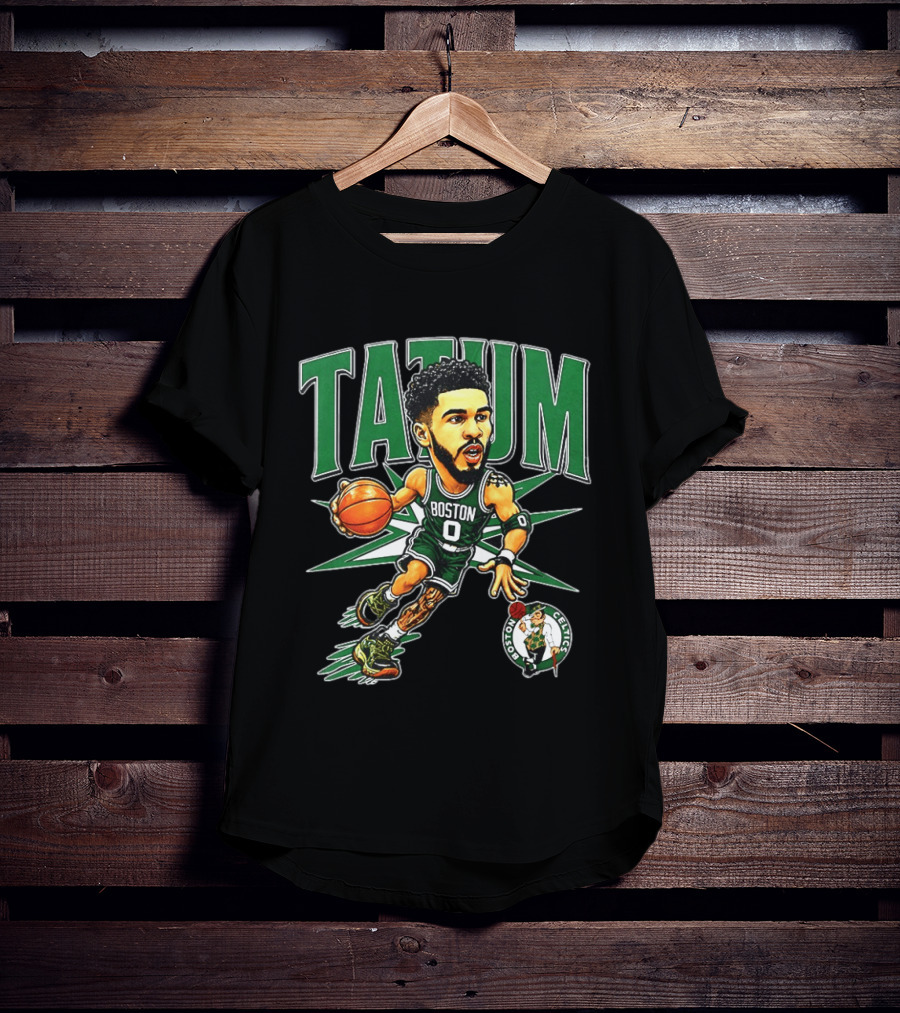 Jayson Tatum Boston Celtics NBA 2026 Big Head Cartoon Style Basketball Player T-Shirt