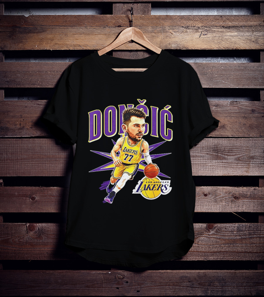 Doncic 77 Los Angeles Lakers NBA 2026 Big Head Basketball Player T-Shirt