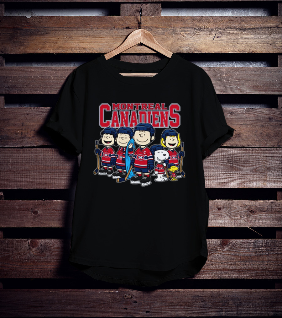 Montreal Canadiens Peanuts Snoopy Charlie Brown Lucy Linus Woodstock Hockey Team T-Shirt