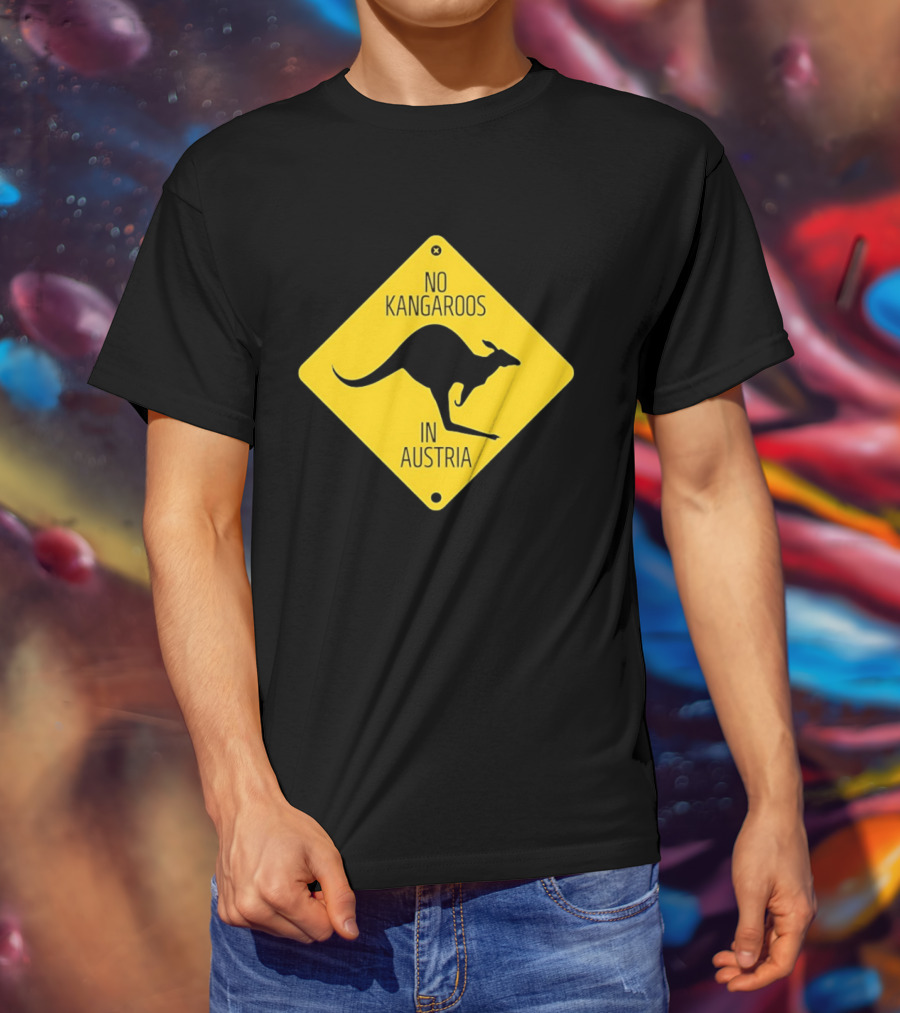 No Kangaroos In Austria Humorous Yellow Sign T-Shirt