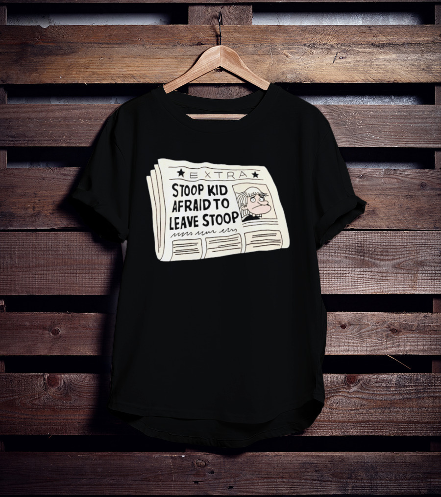 Stoop Kid Afraid To Leave Stoop Newspaper Extra Cartoon Headline T-Shirt