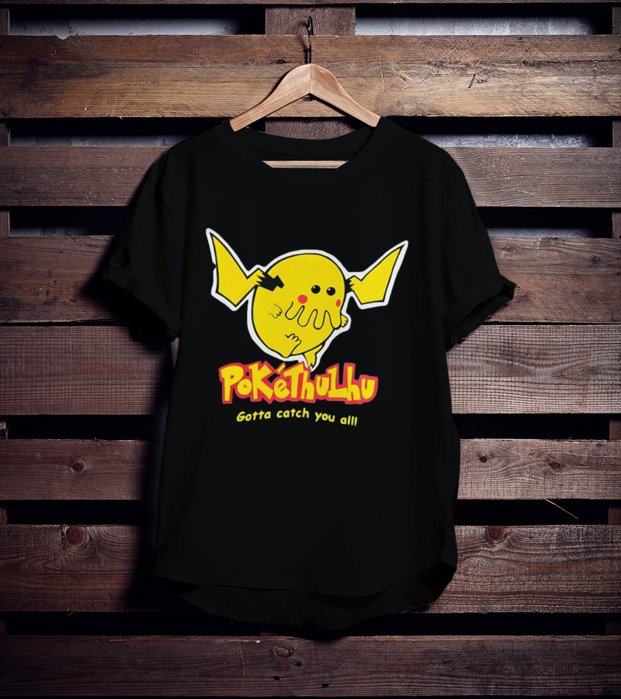 Pokethulhu Gotta Catch You All Yellow Hybrid T-Shirt