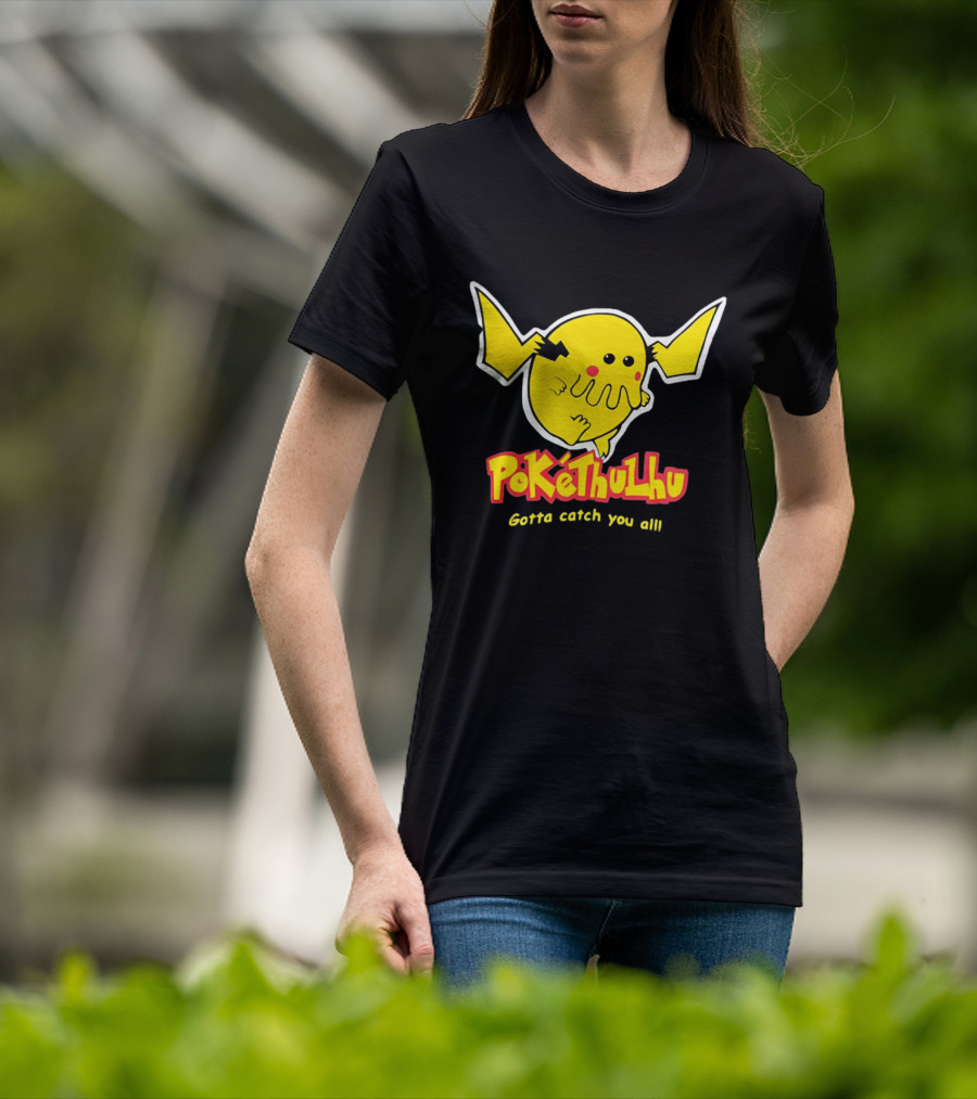 Pokethulhu Gotta Catch You All Yellow Hybrid T-Shirt