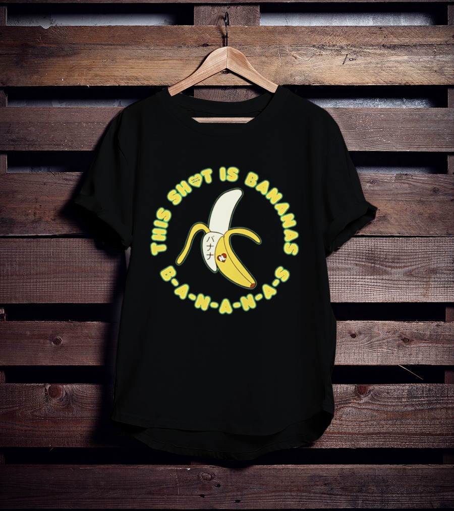 This Shot Is Bananas B A N A N A S Japanese Text & Heart Motif T-Shirt