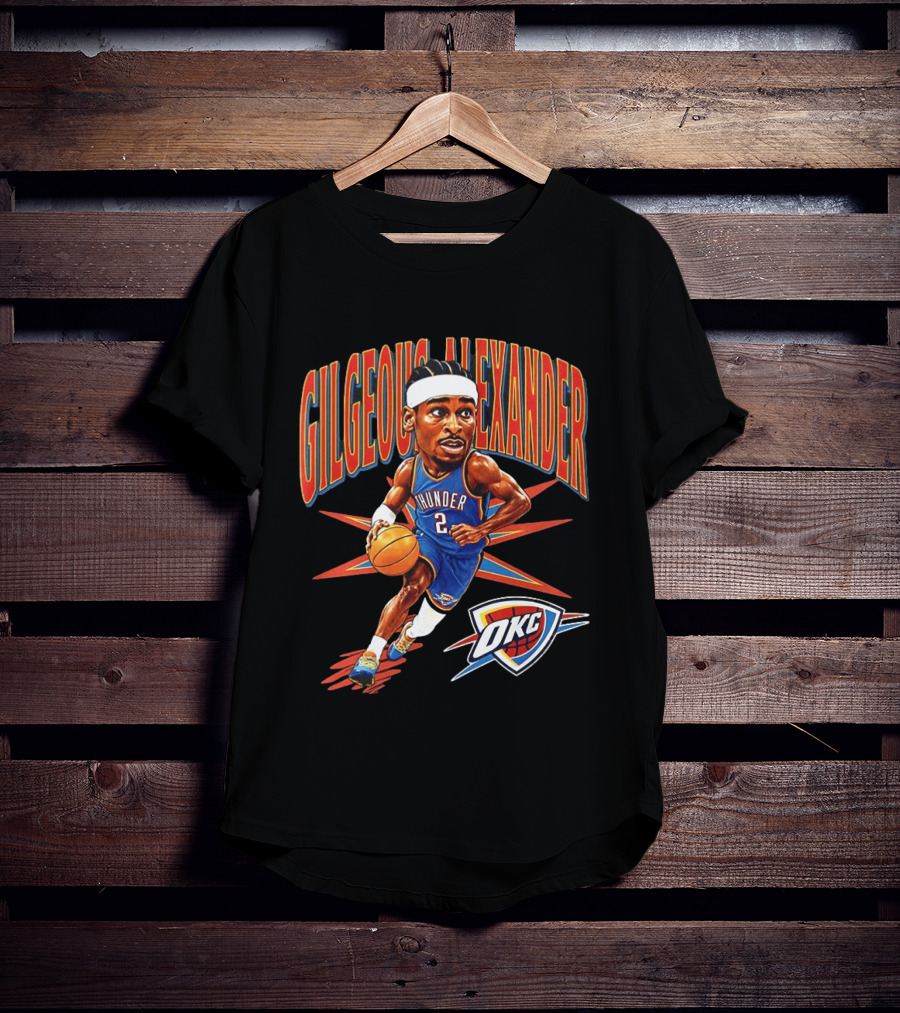 Shai Gilgeous Alexander OKC Thunder Cartoon 2026 Big Head Basketball T-Shirt