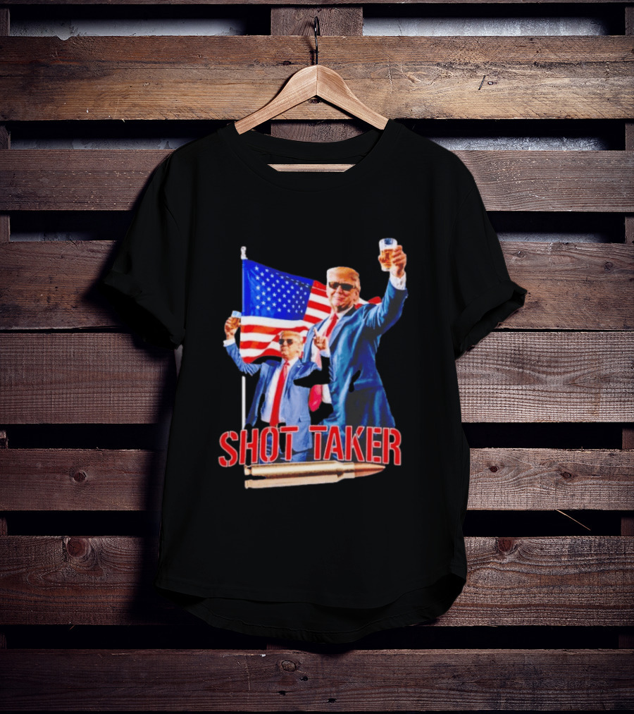 Shot Taker USA President American Flag Beer T-Shirt