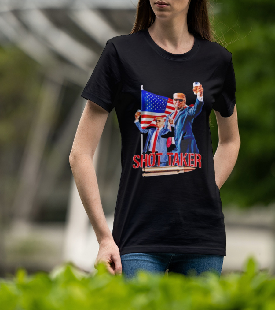Shot Taker USA President American Flag Beer T-Shirt