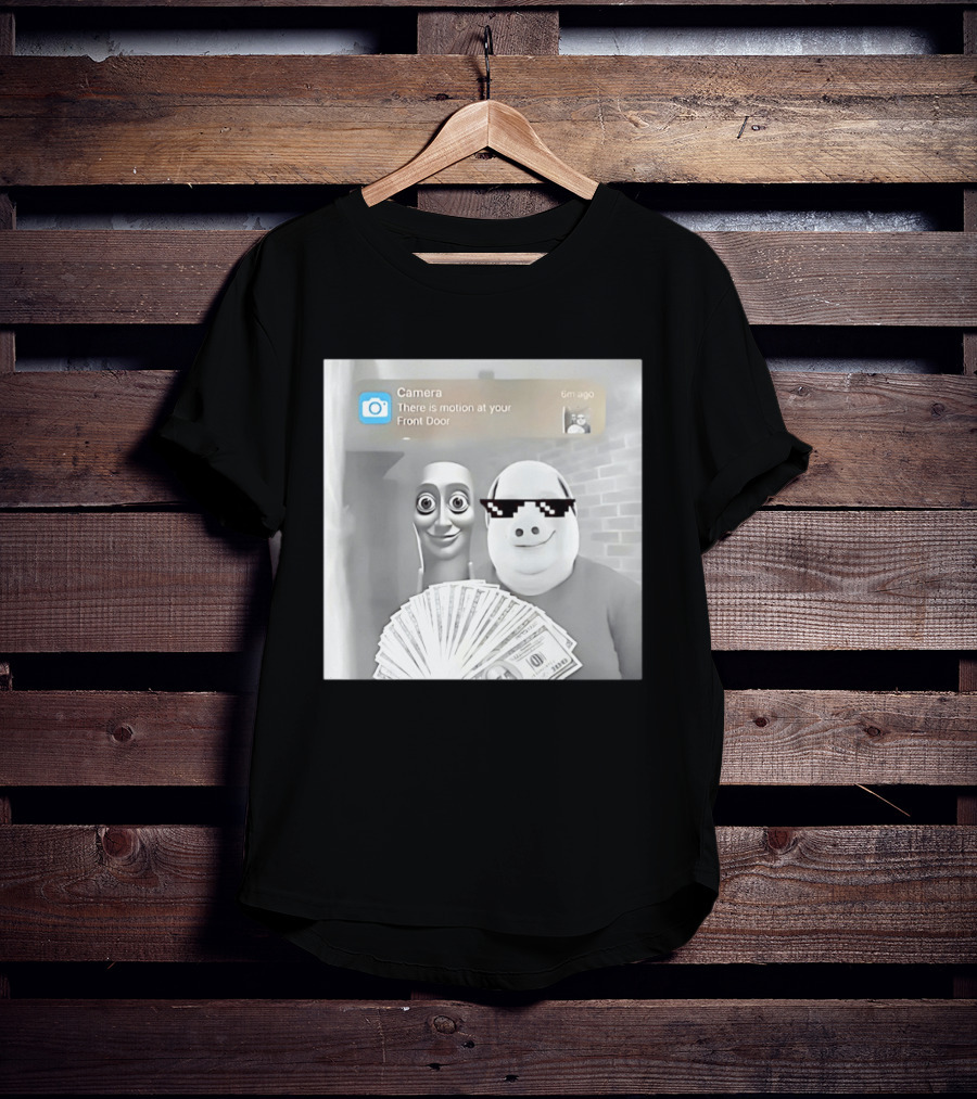 Tung Tung Sahur John Pork Meme With Motion Alert And Money Stack T-Shirt