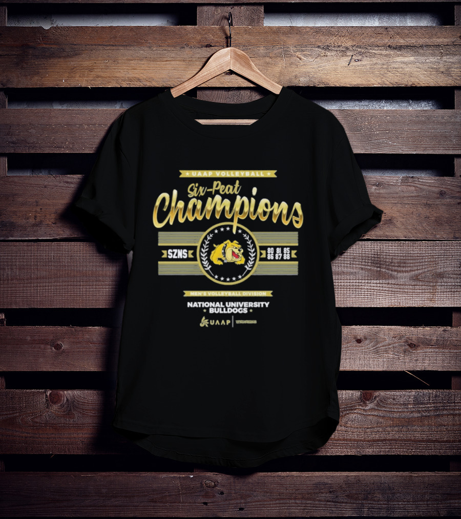 UAAP Volleyball Six Peat Champions National University Bulldogs Men's Volleyball Division T-Shirt