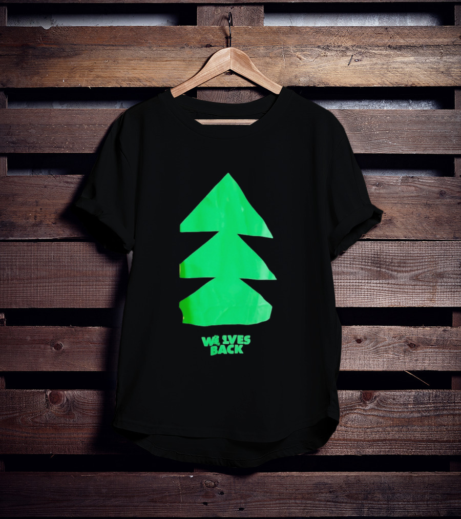 Wolves Back Tree Green Triangular Shapes T-Shirt