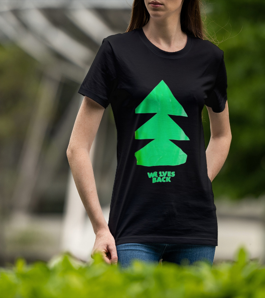 Wolves Back Tree Green Triangular Shapes T-Shirt