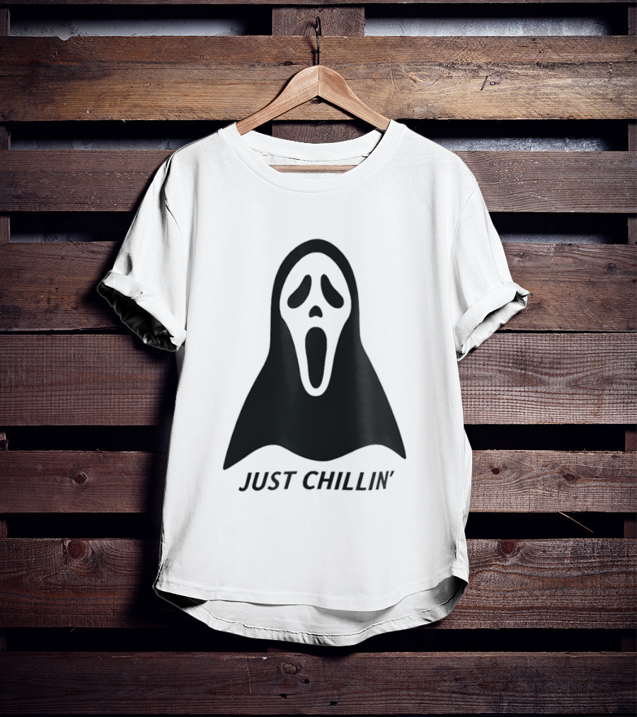 Ghostface Just Chillin Halloween Horror Mask T-Shirt