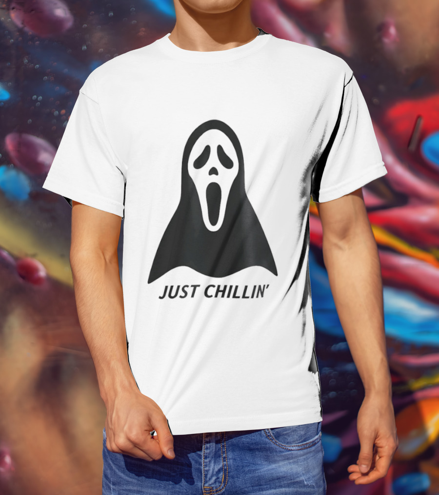 Ghostface Just Chillin Halloween Horror Mask T-Shirt
