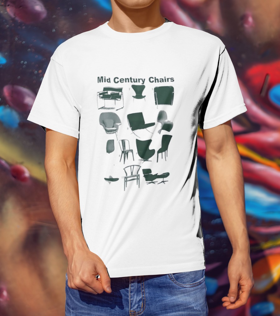 Mid Century Chairs Iconic Furniture Collection T-Shirt