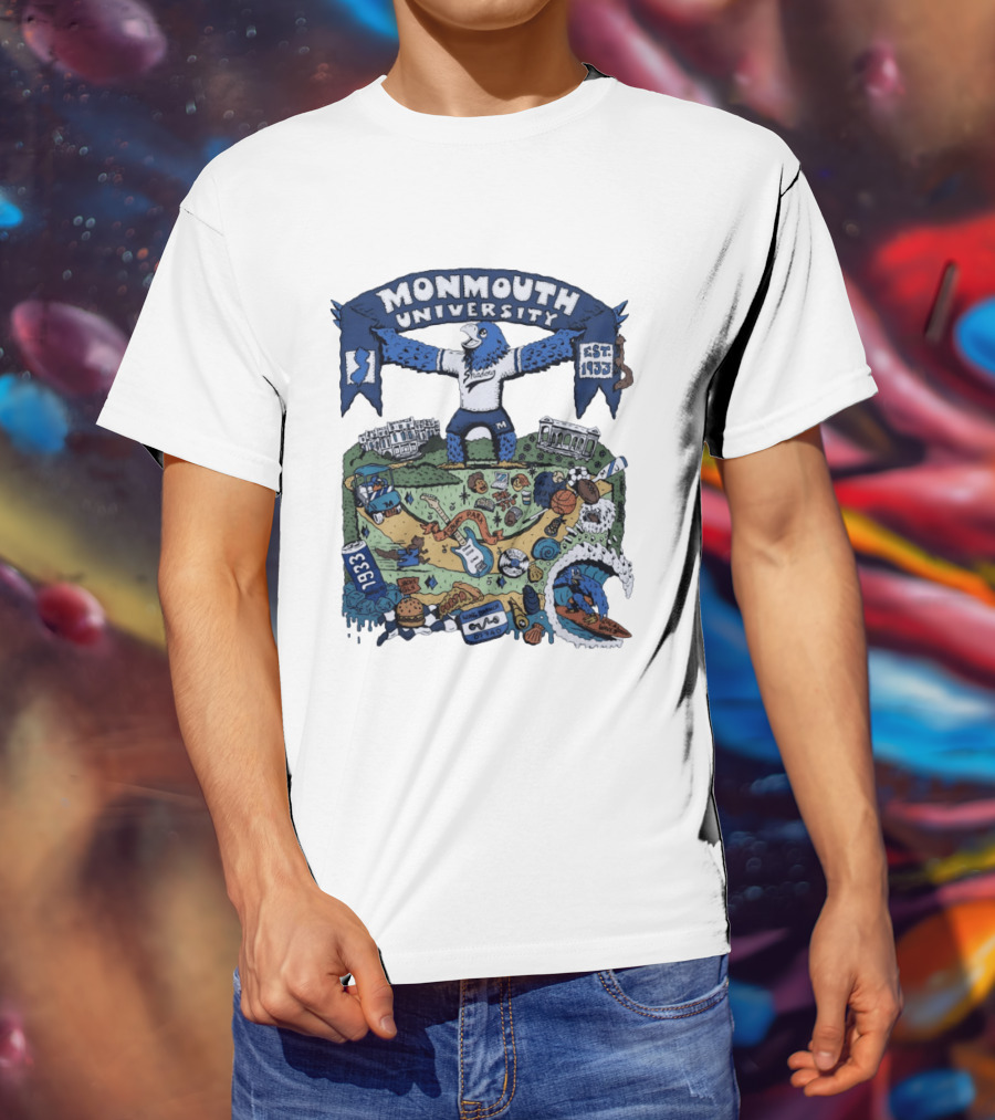Monmouth University Julia Gash Shadow The Seahawk Est 1933 Campus Landmarks And Sports Motifs T-Shirt
