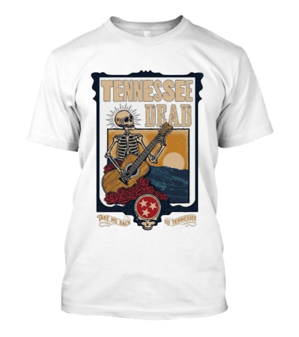 Tennessee Dead Skeleton Playing Guitar With Sun And Roses T-Shirt