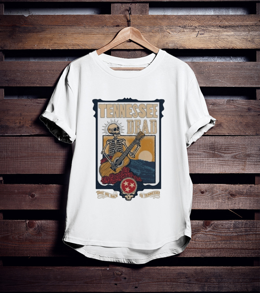 Tennessee Dead Skeleton Playing Guitar With Sun And Roses T-Shirt
