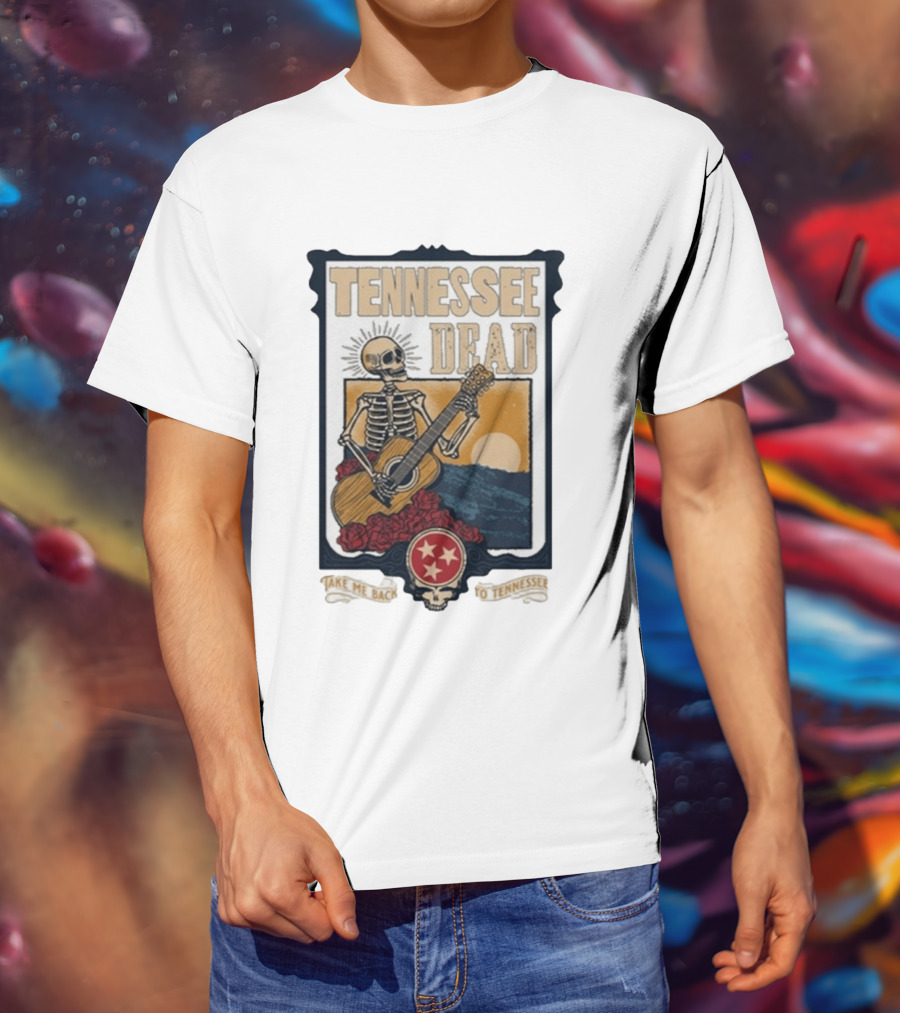 Tennessee Dead Skeleton Playing Guitar With Sun And Roses T-Shirt