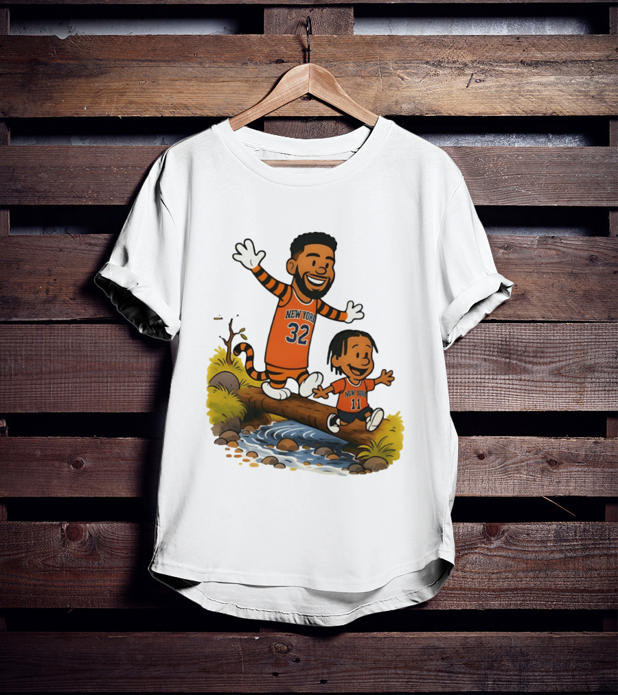 Calvin And Hobbes Crossover Karl Anthony Towns Jalen Brunson New York Knicks Basketball T-Shirt