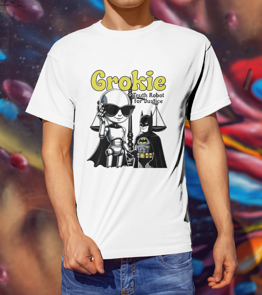 Grokie Batman Truth Robot For Justice Scales T-Shirt
