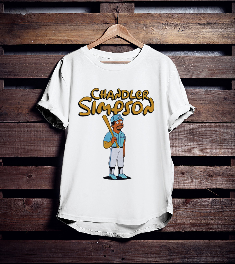 Chandler Simpson Baseball Bat Character In Blue Uniform T-Shirt