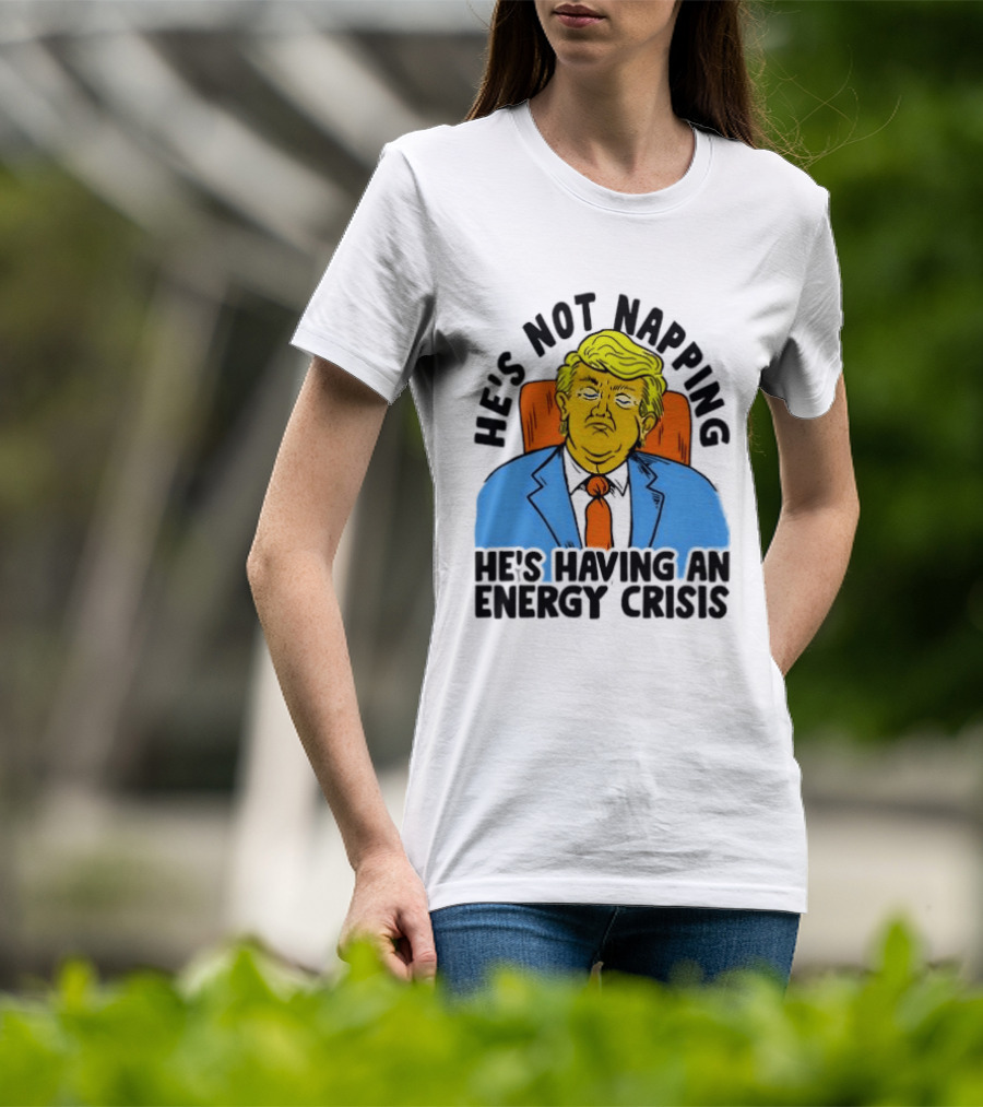He's Not Napping He's Having An Energy Crisis Trump Sarcastic Boss Dog T-Shirt