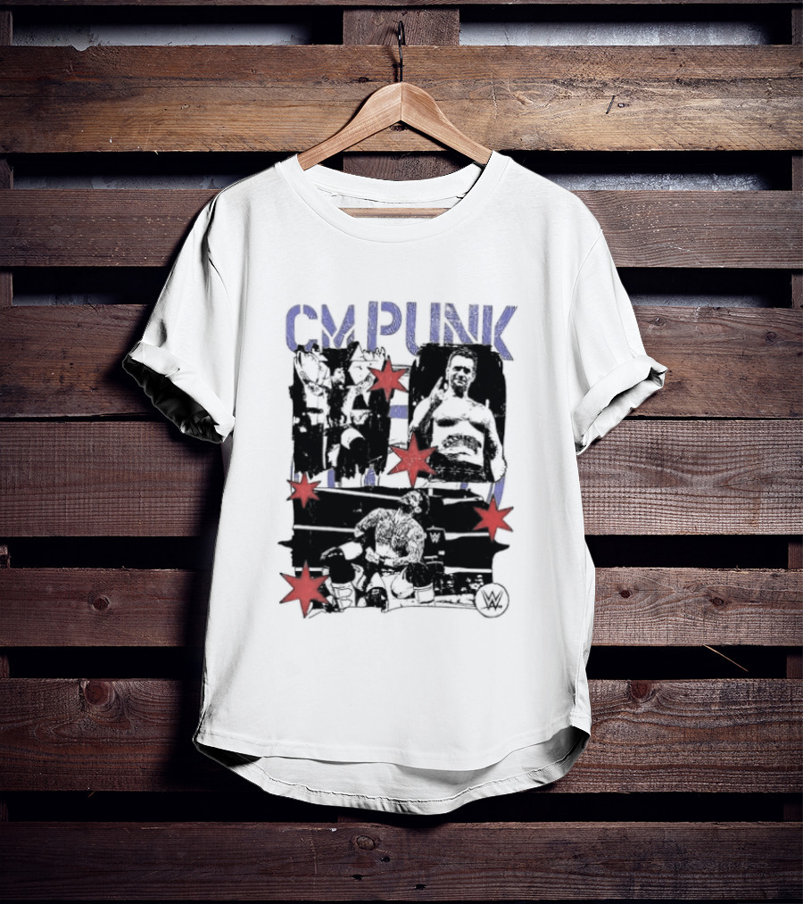 CM Punk WWE Chicago Stars Collage Wrestler Fan Favorite T-Shirt