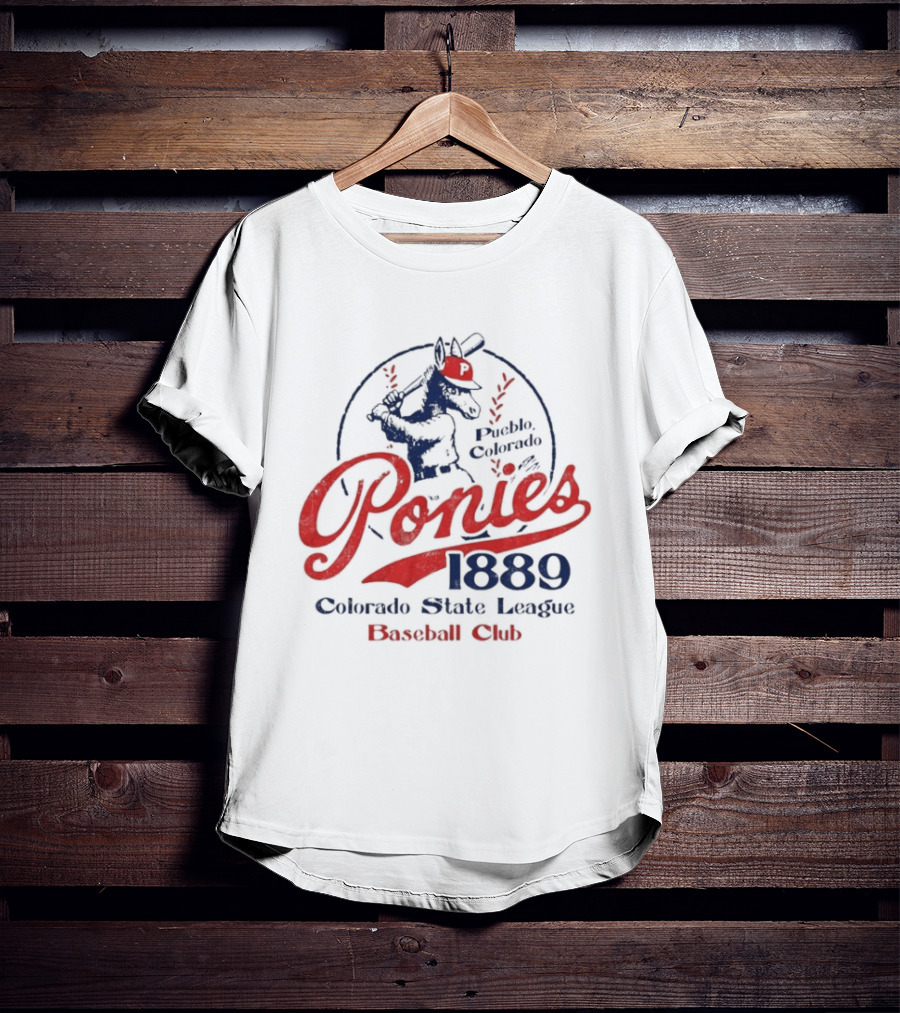 Ponies 1889 Colorado State League Baseball Club Retro Sports Memorabilia T-Shirt