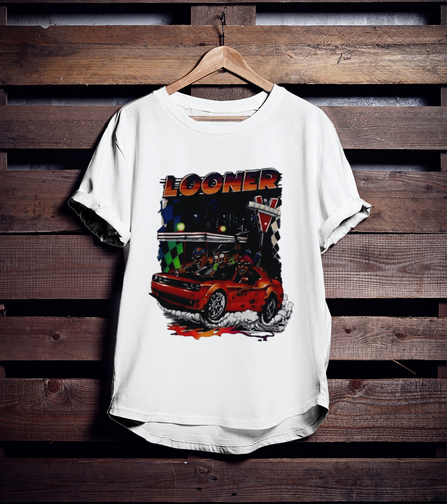 Looner Cartoon Car Race Adventure T-Shirt