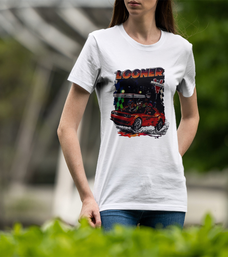 Looner Cartoon Car Race Adventure T-Shirt