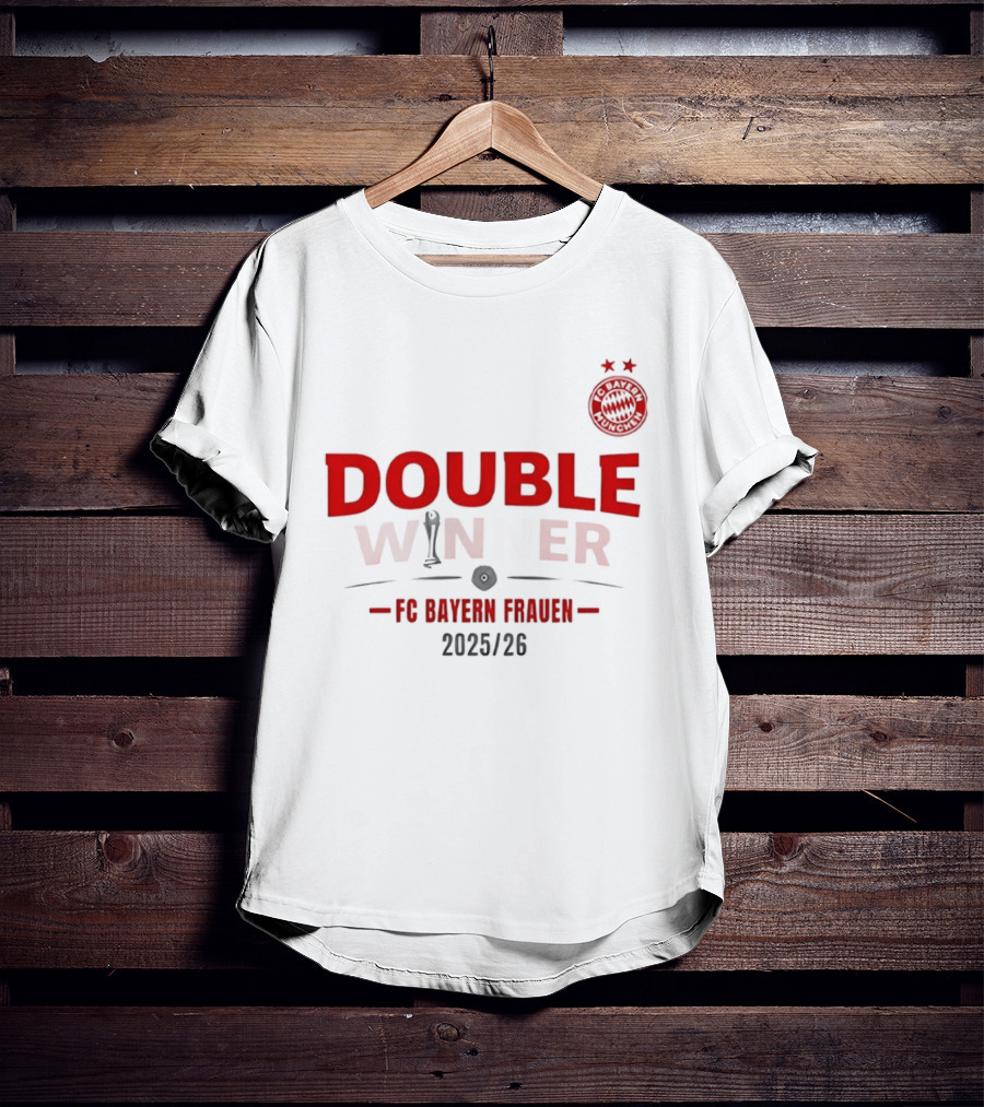 Double Winner FC Bayern Frauen 2025 2026 Championship Victory T-Shirt