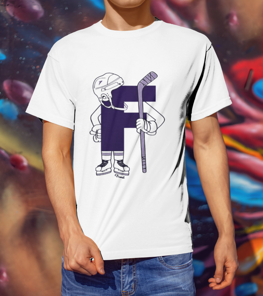 Minnesota Frost Hockey Character With Stick And Helmet T-Shirt