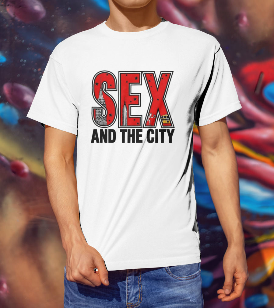 Sex And The City New York Skyline Taxi Skyscrapers Stars T-Shirt
