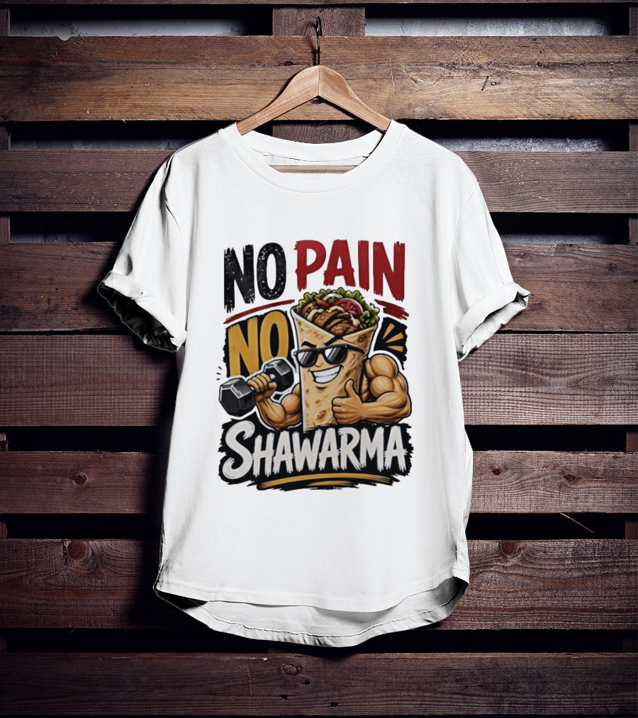 No Pain No Shawarma Workout Motivational Shawarma T-Shirt