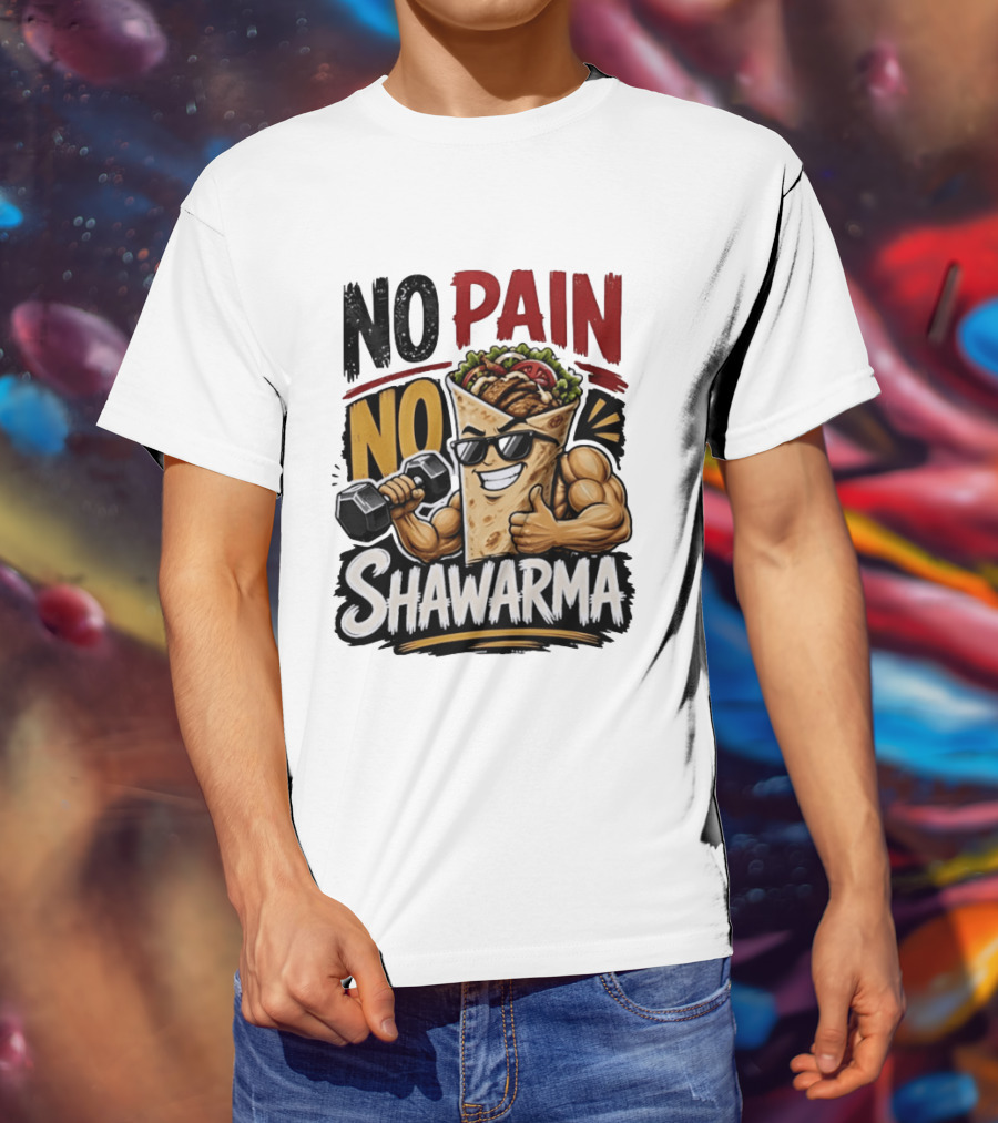 No Pain No Shawarma Workout Motivational Shawarma T-Shirt