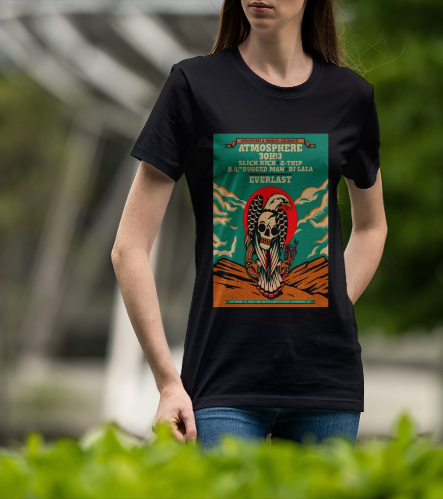 Atmosphere Friends Colorado Slick Rick Red Rocks September 19 2026 Morrison CO T-Shirt
