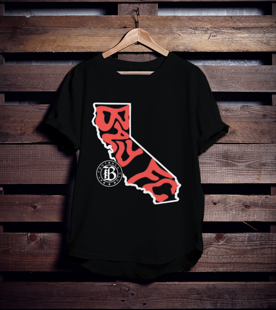 Bay FC Groovy Text California State Map Football Club T-Shirt