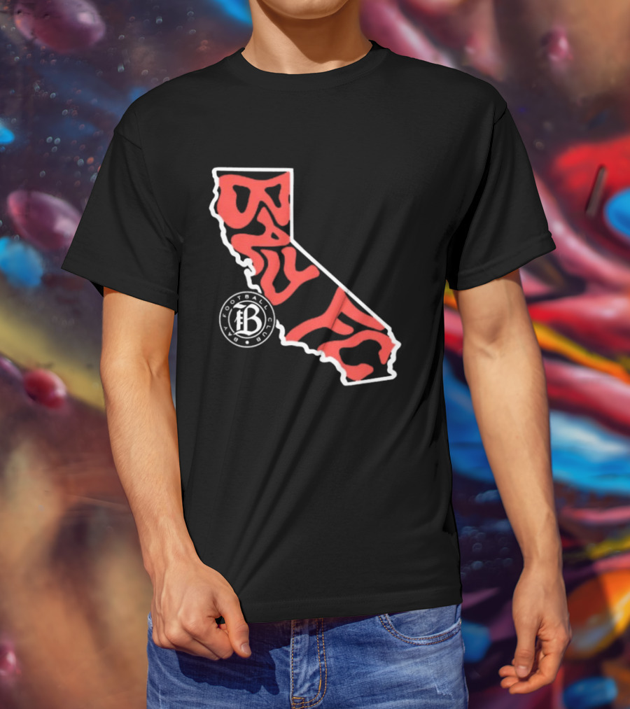 Bay FC Groovy Text California State Map Football Club T-Shirt