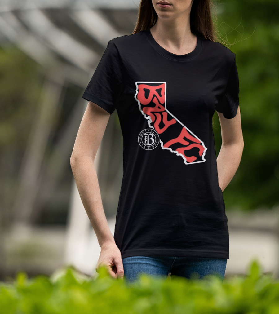 Bay FC Groovy Text California State Map Football Club T-Shirt