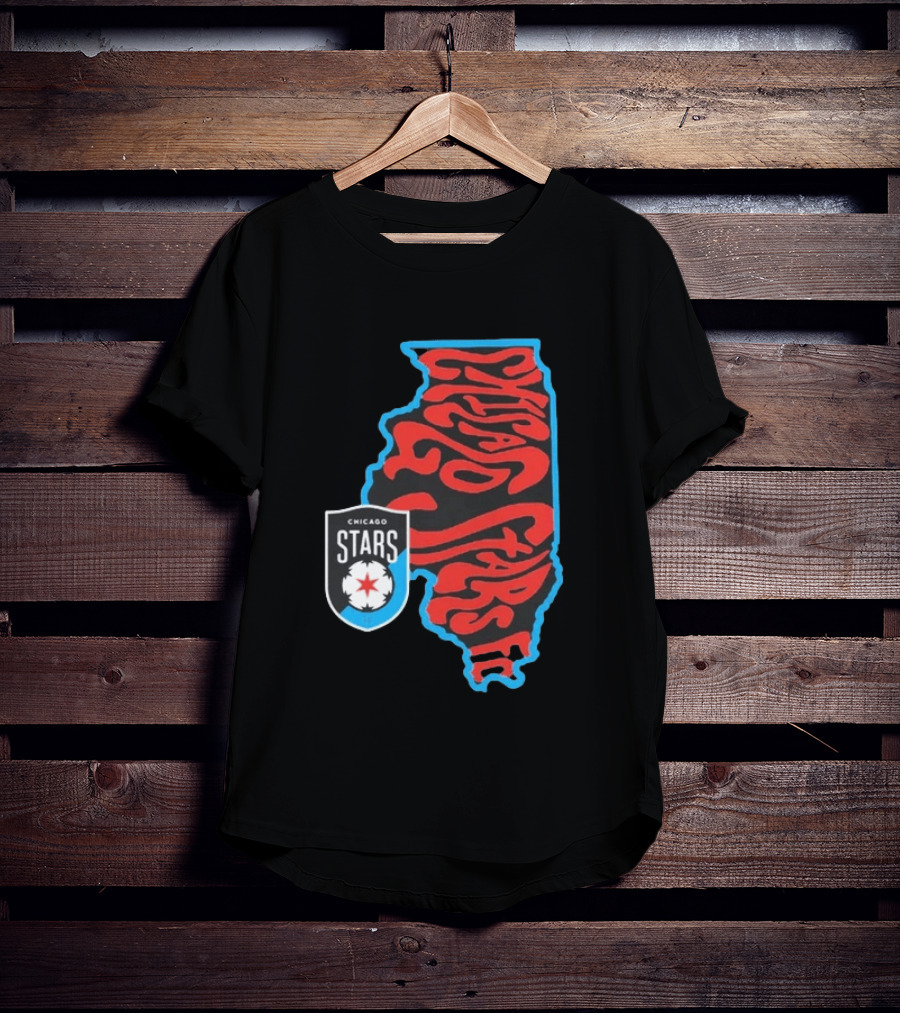 Chicago Stars FC Groovy Team State Illinois Map T-Shirt