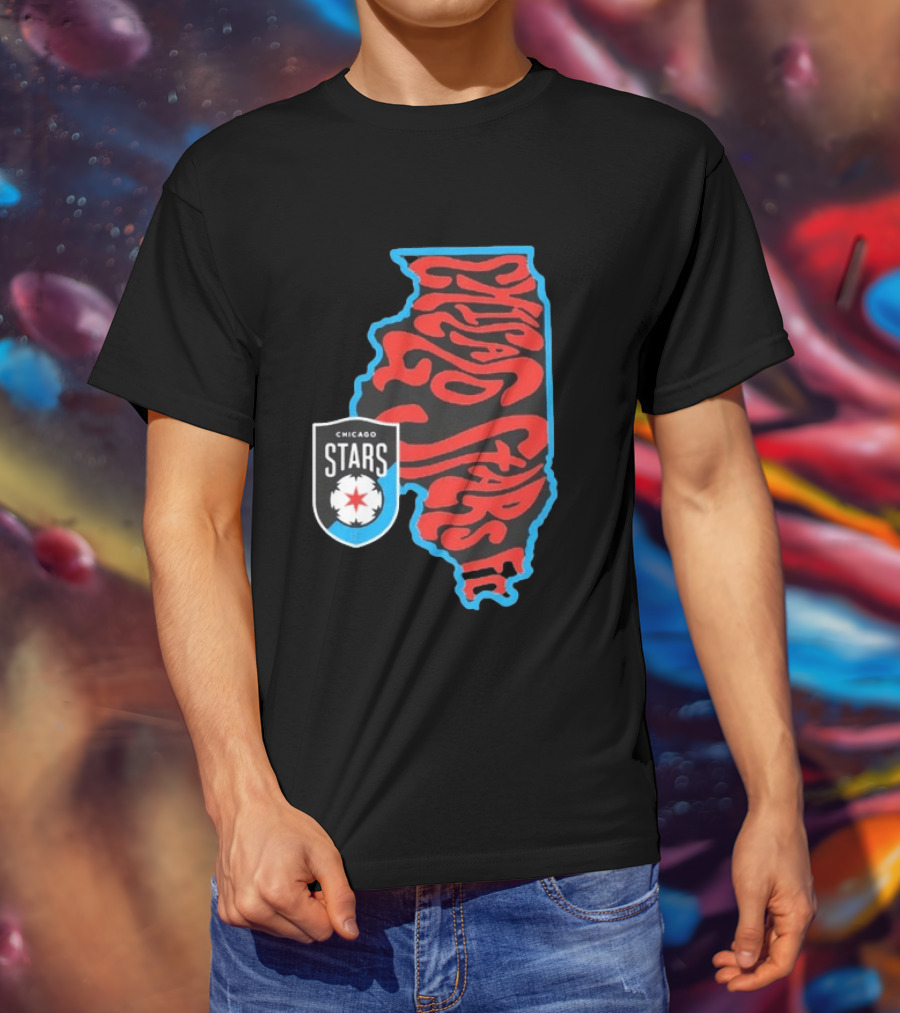 Chicago Stars FC Groovy Team State Illinois Map T-Shirt