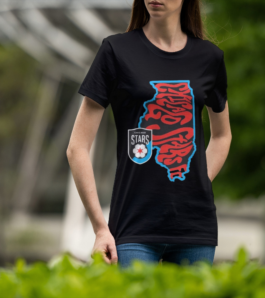 Chicago Stars FC Groovy Team State Illinois Map T-Shirt