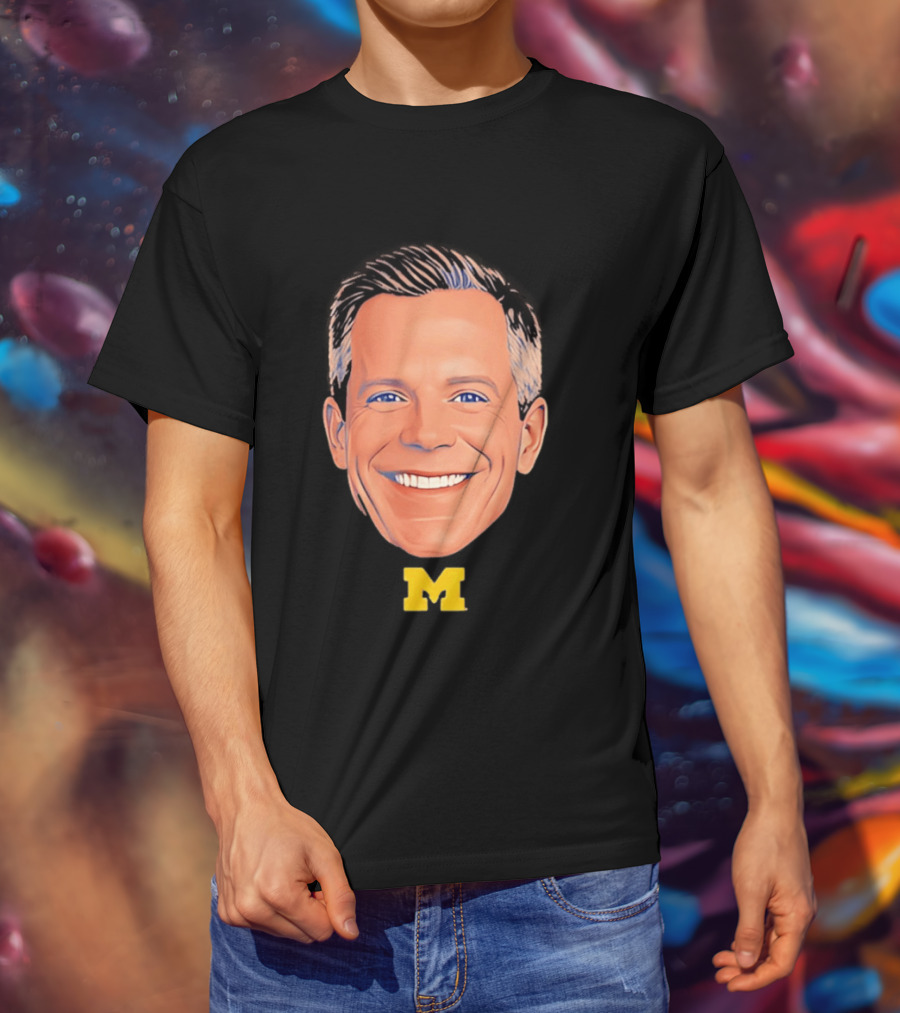 Dusty May Big Face Michigan Wolverines M Yellow T-Shirt