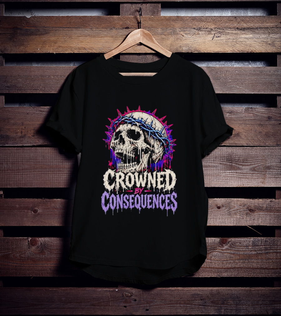 Crowned By Consequences Dark Skull Gothic Horror T-Shirt