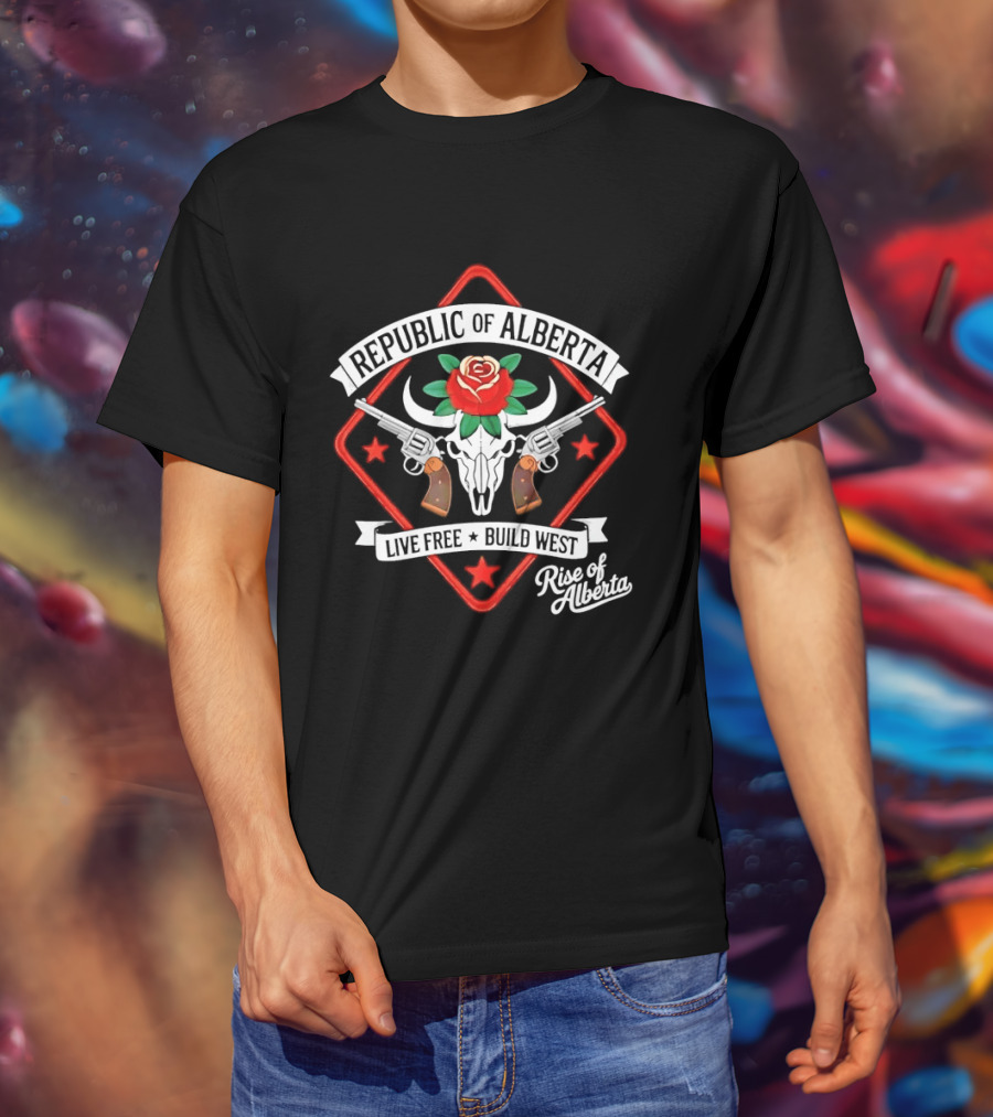 Republic Of Alberta Live Free Build West Gunslinger Rise Of Alberta T-Shirt
