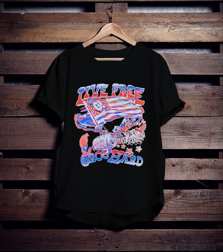 Live Free Grog Hard 2026 Grog Tour American Flag Crocodile And Beer Barrel T-Shirt