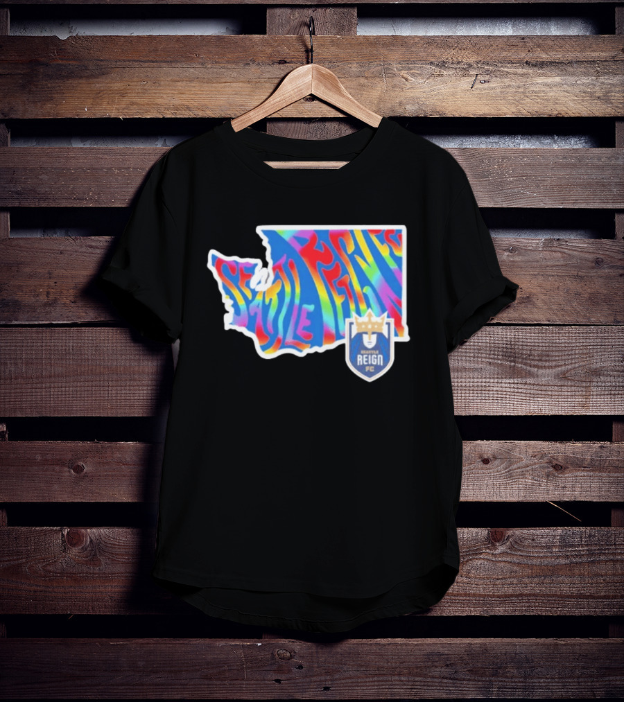 Seattle Reign FC Groovy Pride State Washington Map Rainbow T-Shirt