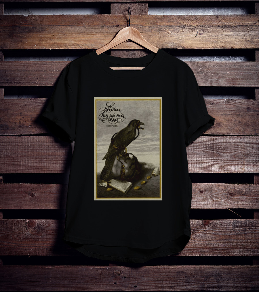 Sixteen Horsepower Europe 2026 Tour Art With Raven And Script T-Shirt